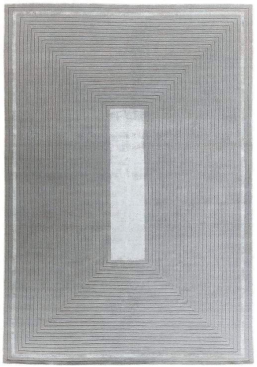 Hand Knotted Grey Frame Wool & Viscose Rug