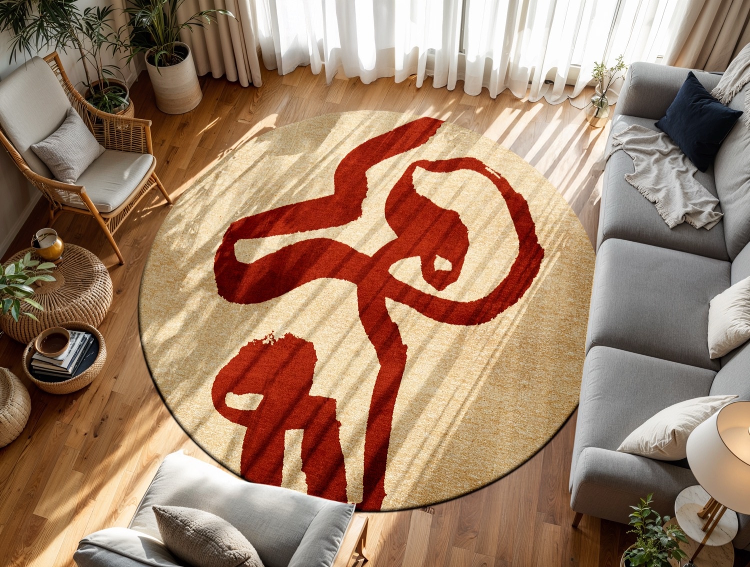 Imperial Red 9847 Round Rug