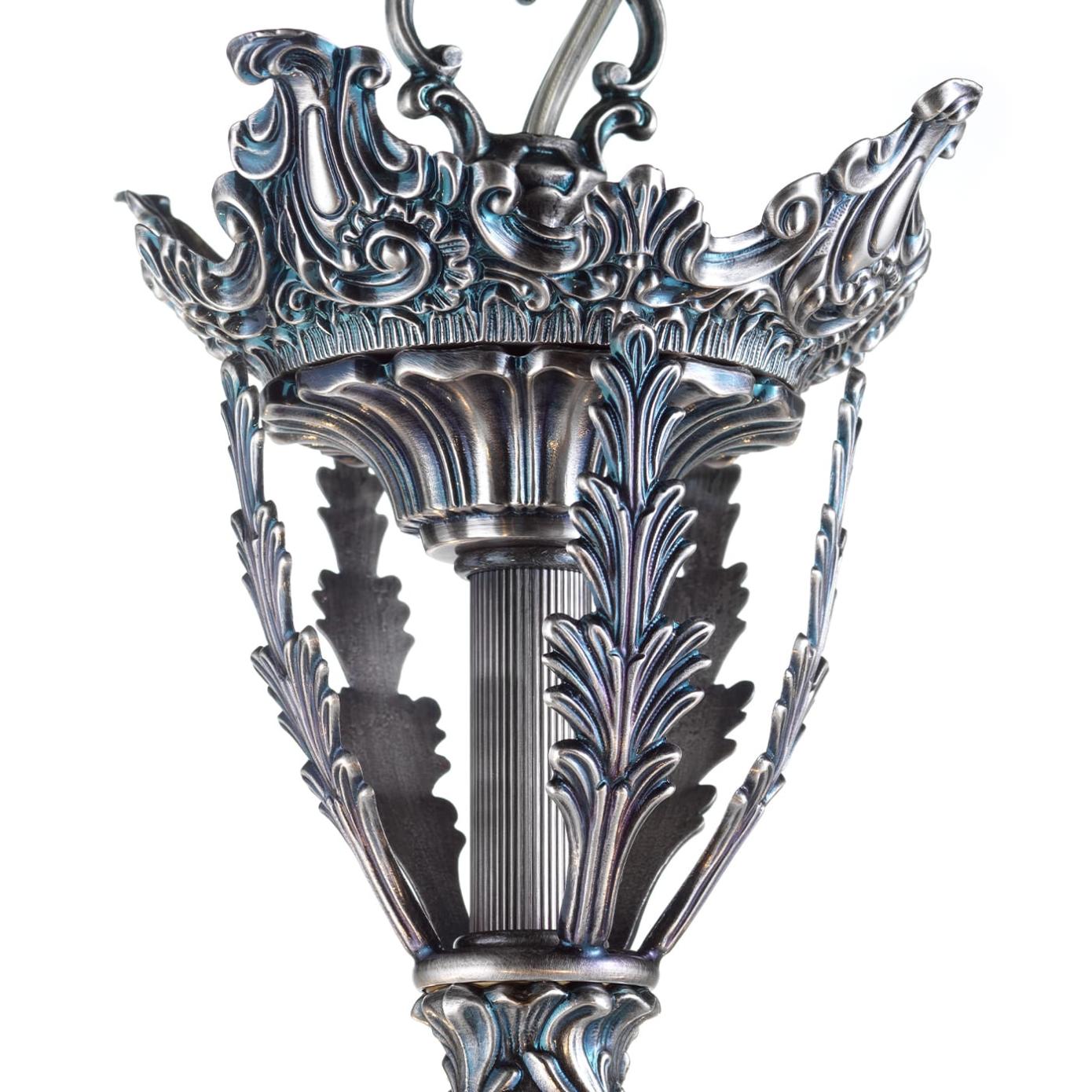 Handcrafted Chandelier in Blue Silver Finish