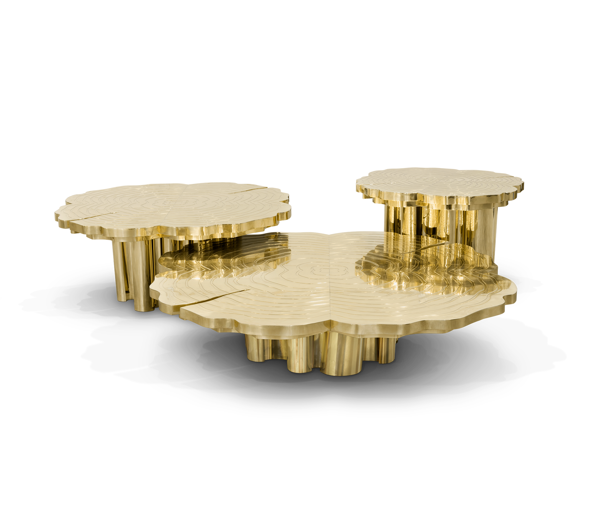 Fortuna Gold-Tone 3-Piece Coffee Table Set