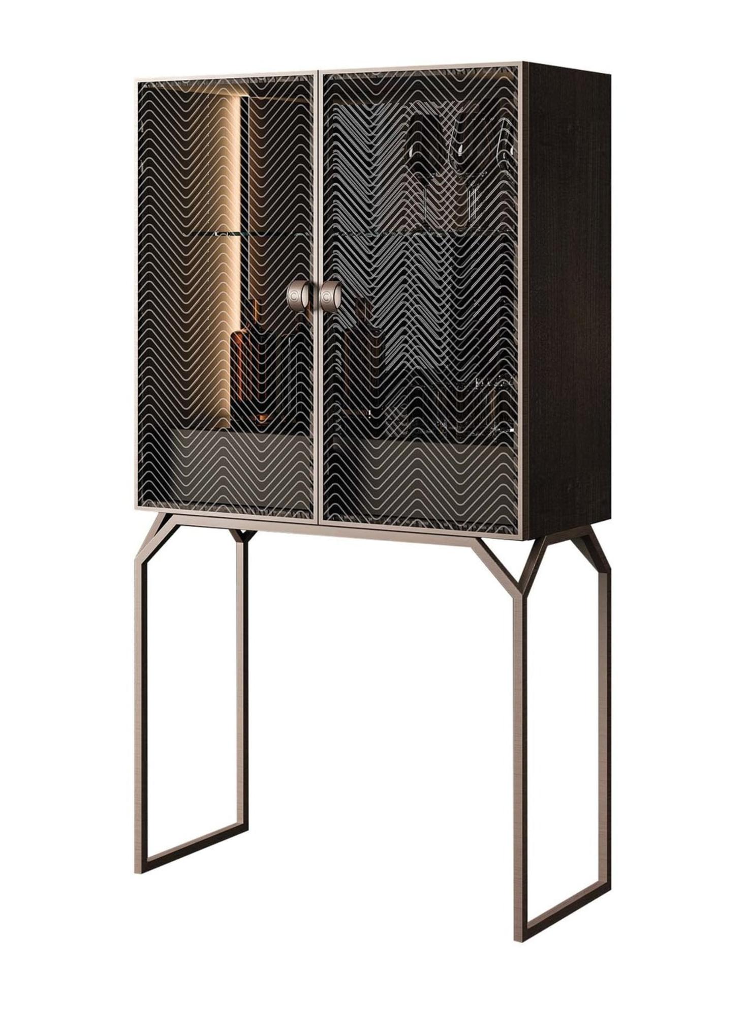 Dragonfly Italian Glass Bar Cabinet