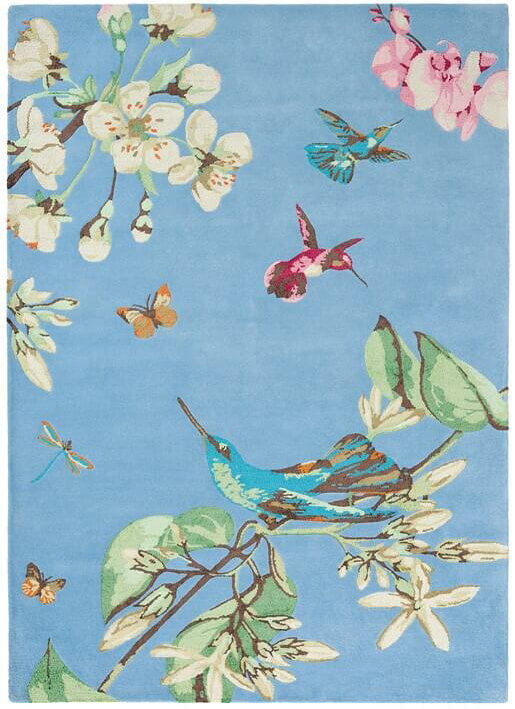 Hummingbird Blue 37808 Rug ☞ Size: 200 x 280 cm
