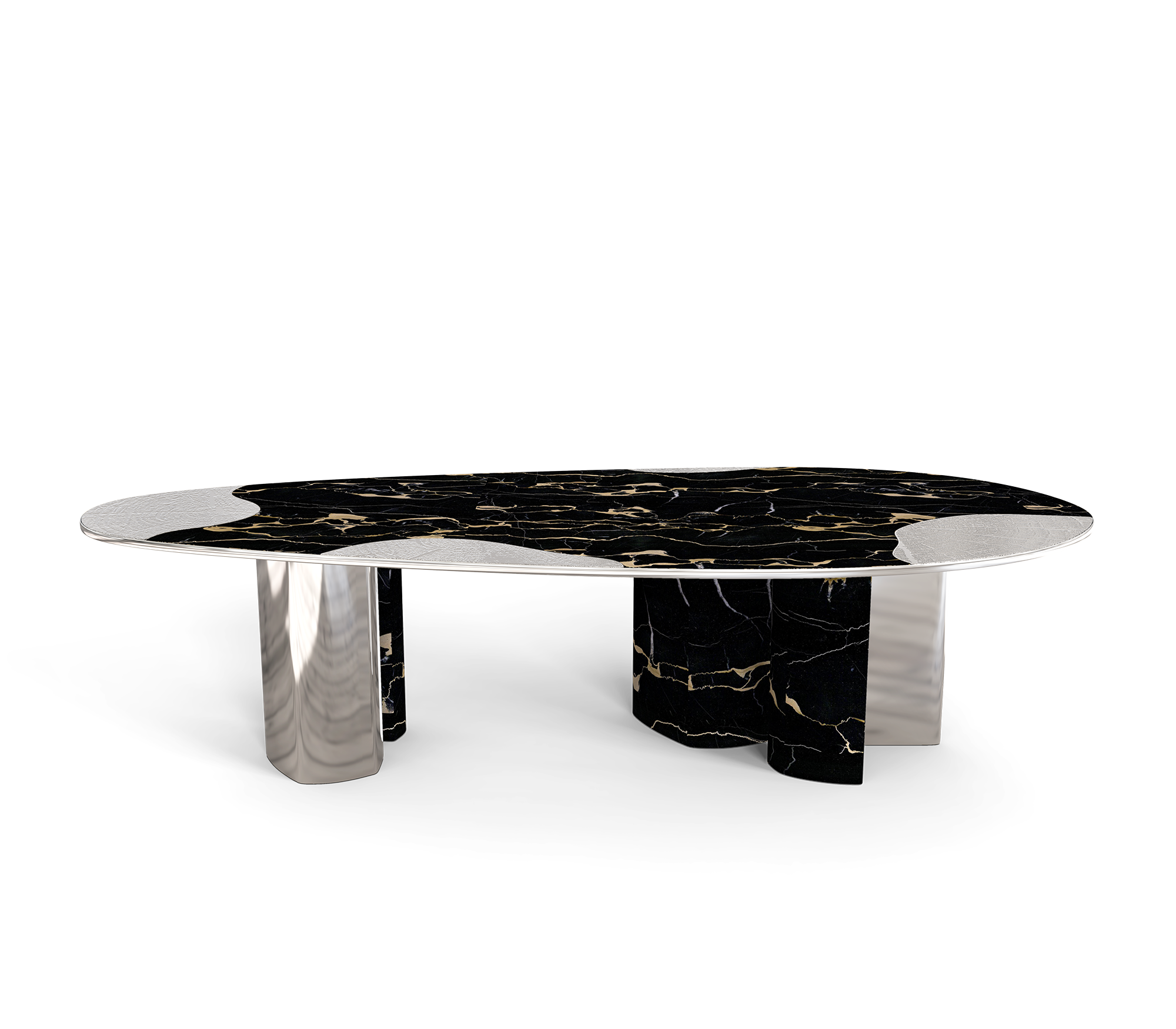 Athena Portoro Marble & Silver Table