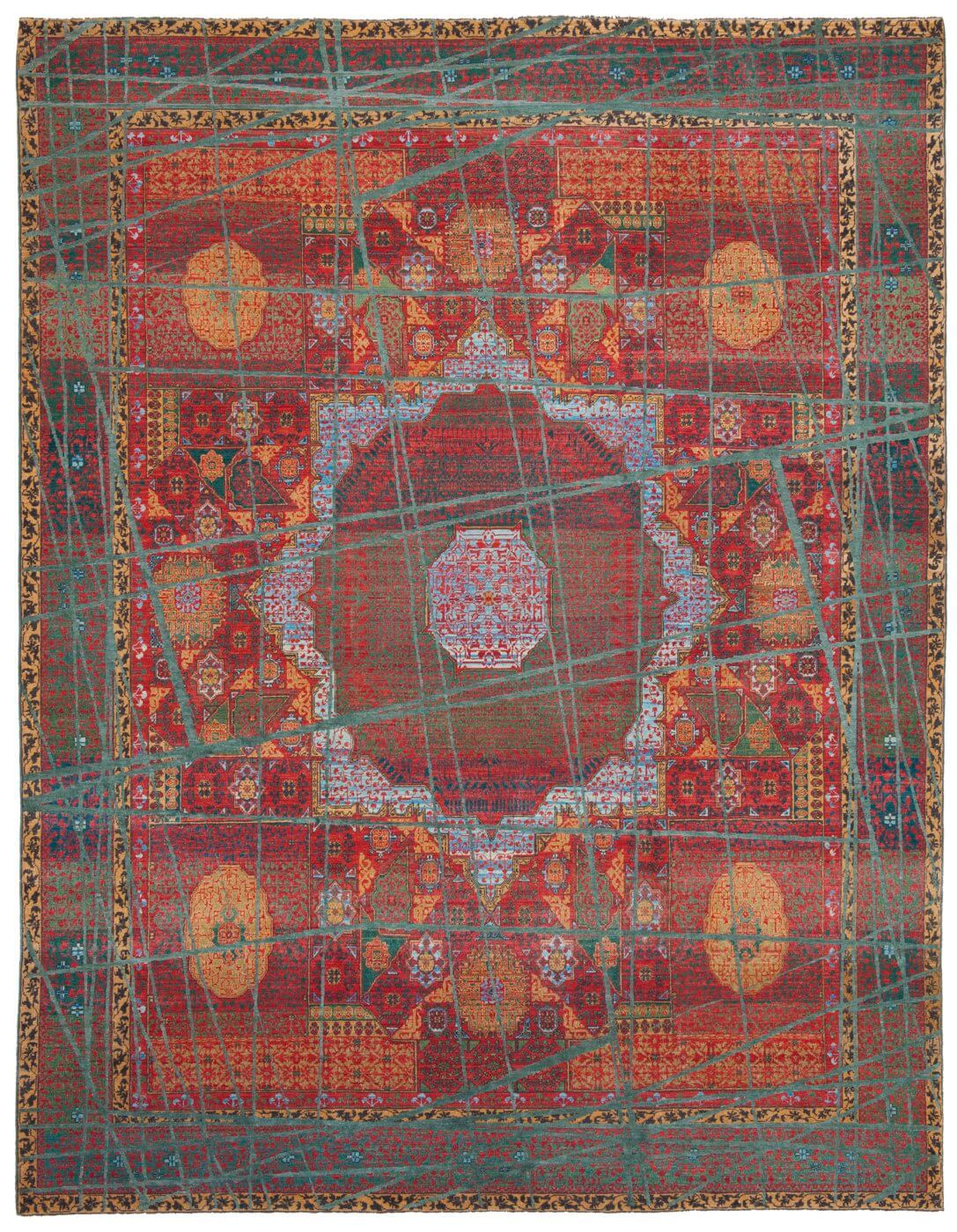 Mamluk Columbus Wrapped Red Grey Linnen Rug