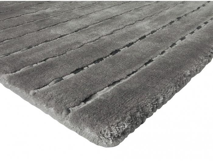 Striped Wool / Viscose Grey Rug