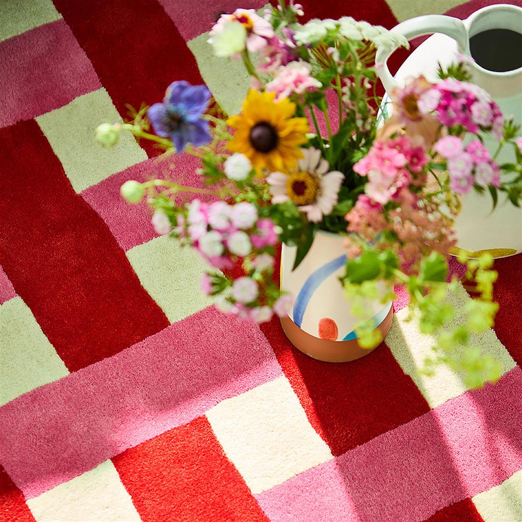 Basket Weave Coral/Rose Rug