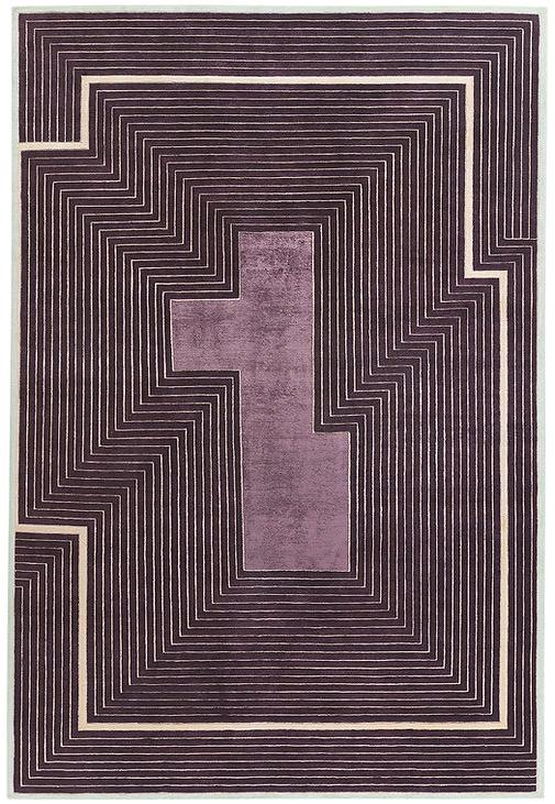 Hand Knotted Purple Frame Wool & Viscose Rug