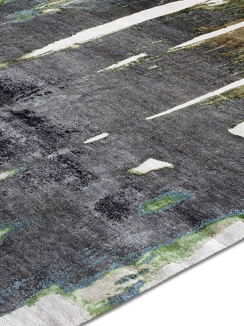 Black on Beige Hand-Woven Rug