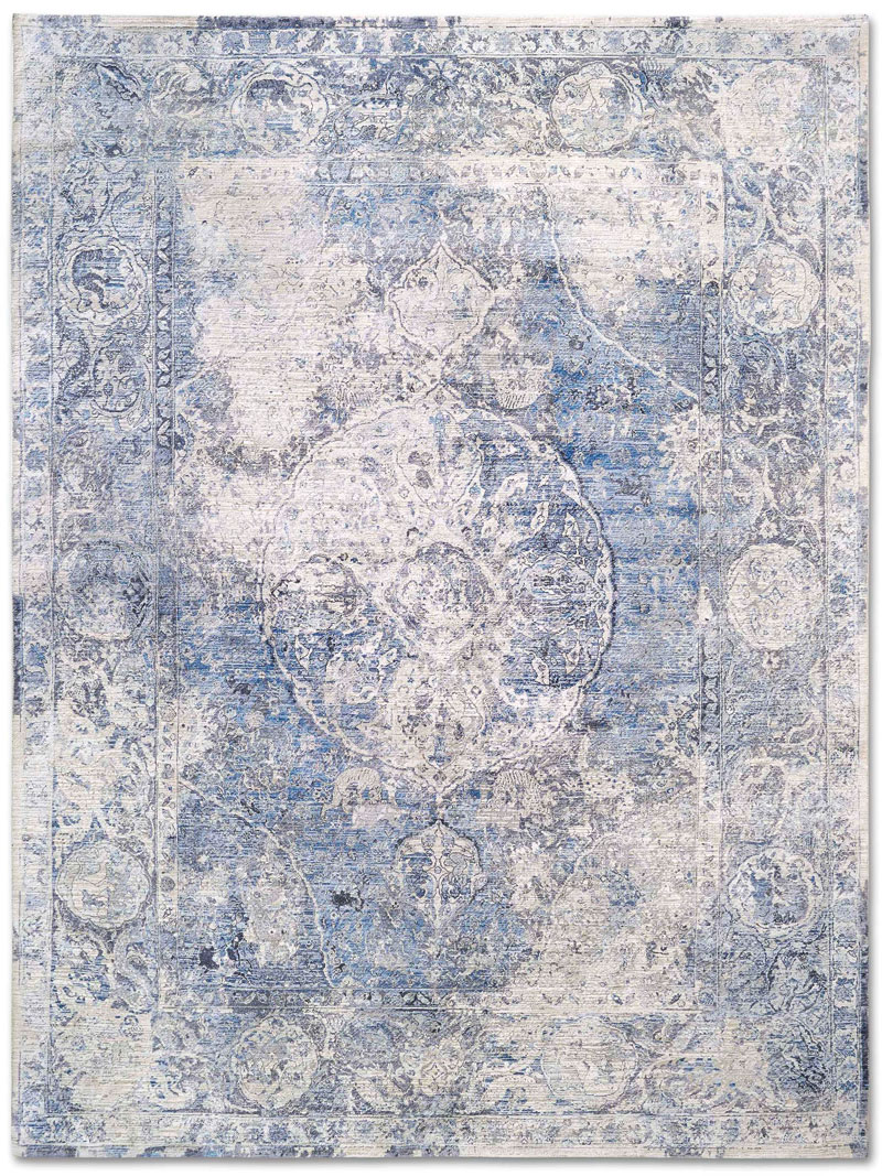 Silver Blue Luxury Hand-Knotted Rug