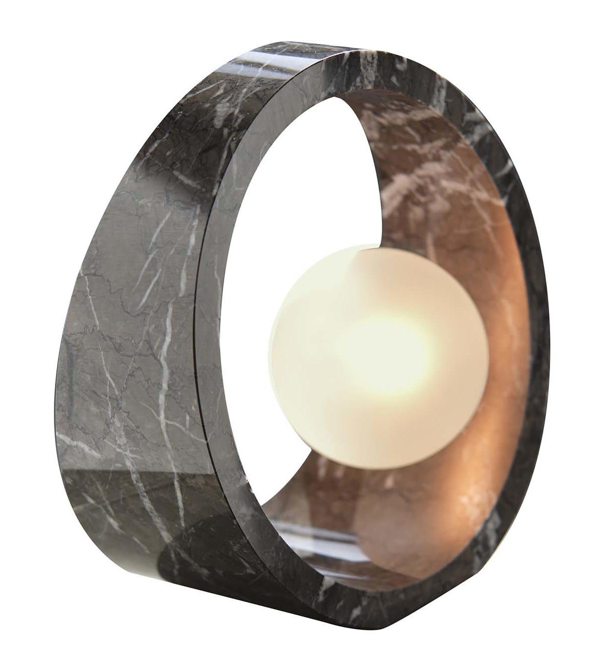 Black Carnico Marble Table Lamp with Frosted Glass