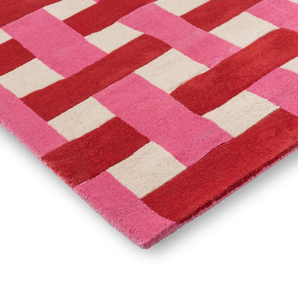 Basket Weave Coral/Rose Rug