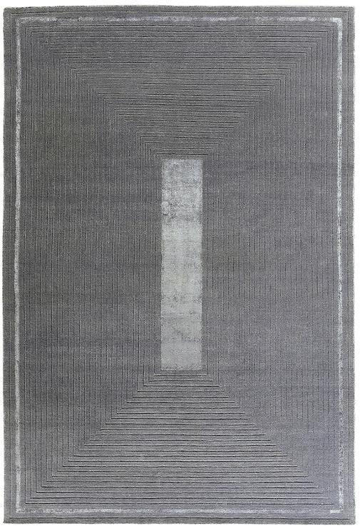 Hand Knotted Grey Frame Wool & Viscose Rug