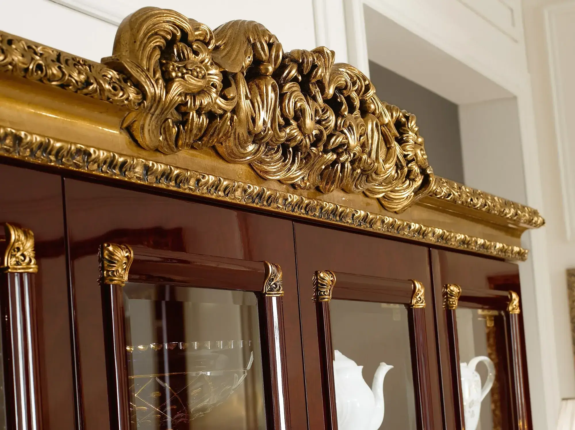 Brown and Gold Classic Display Cabinet