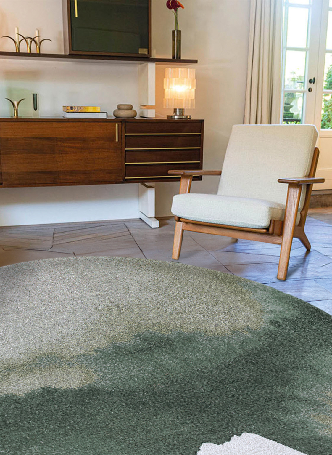 Palm Green 9331 Round Rug