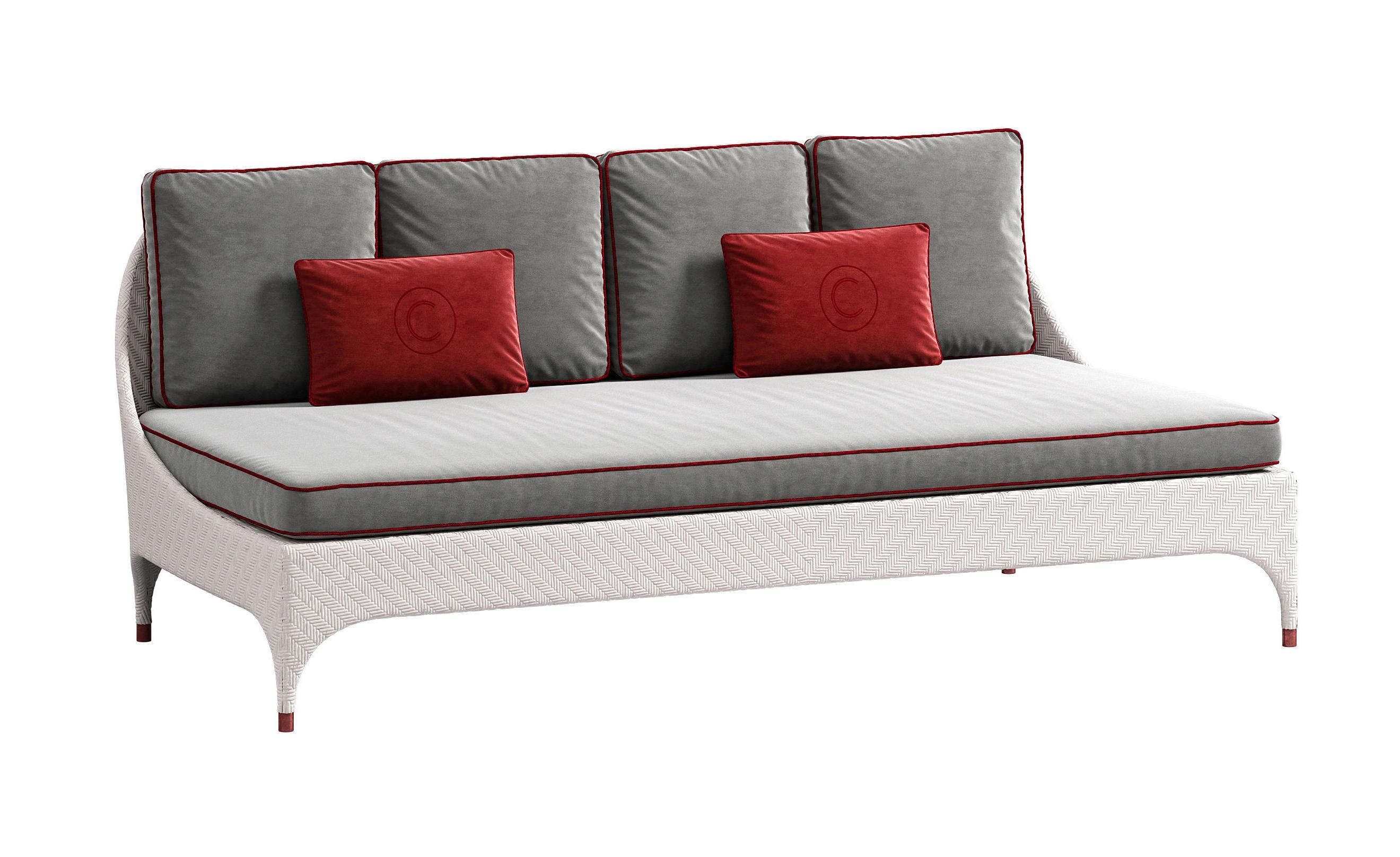 Two-Seater Italian Outdoor Sofa Without Armrests