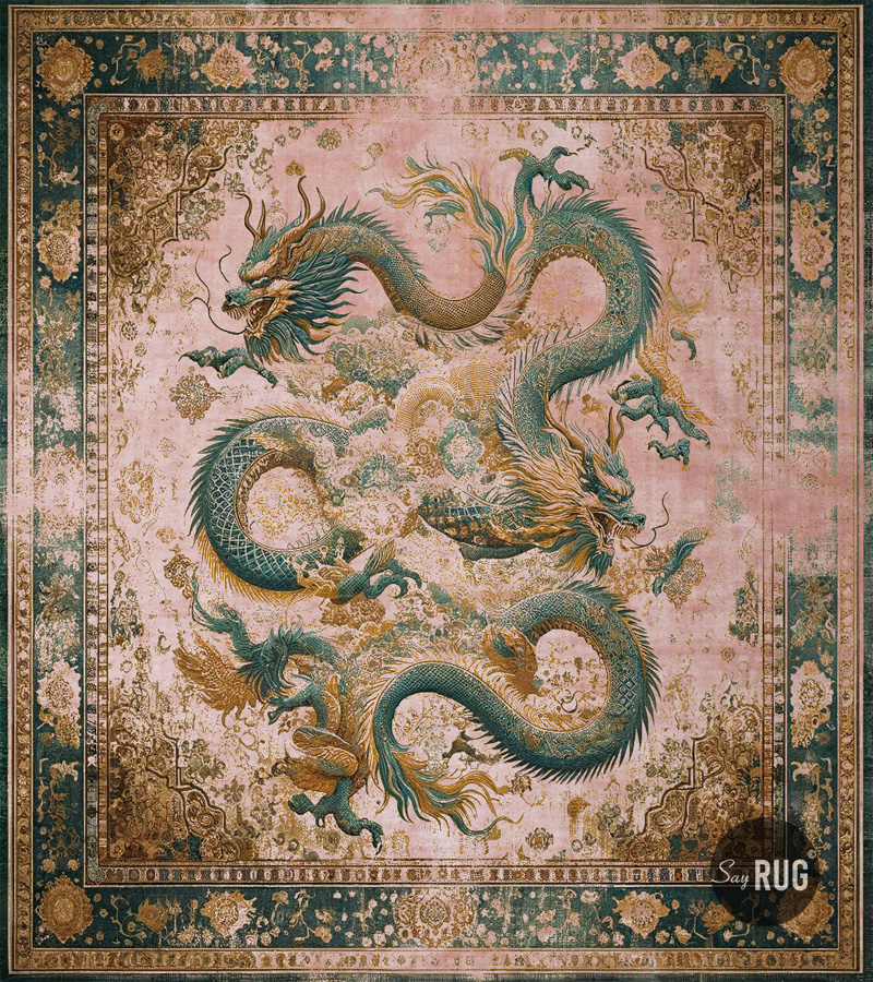 Dragon Green / Pink Rug