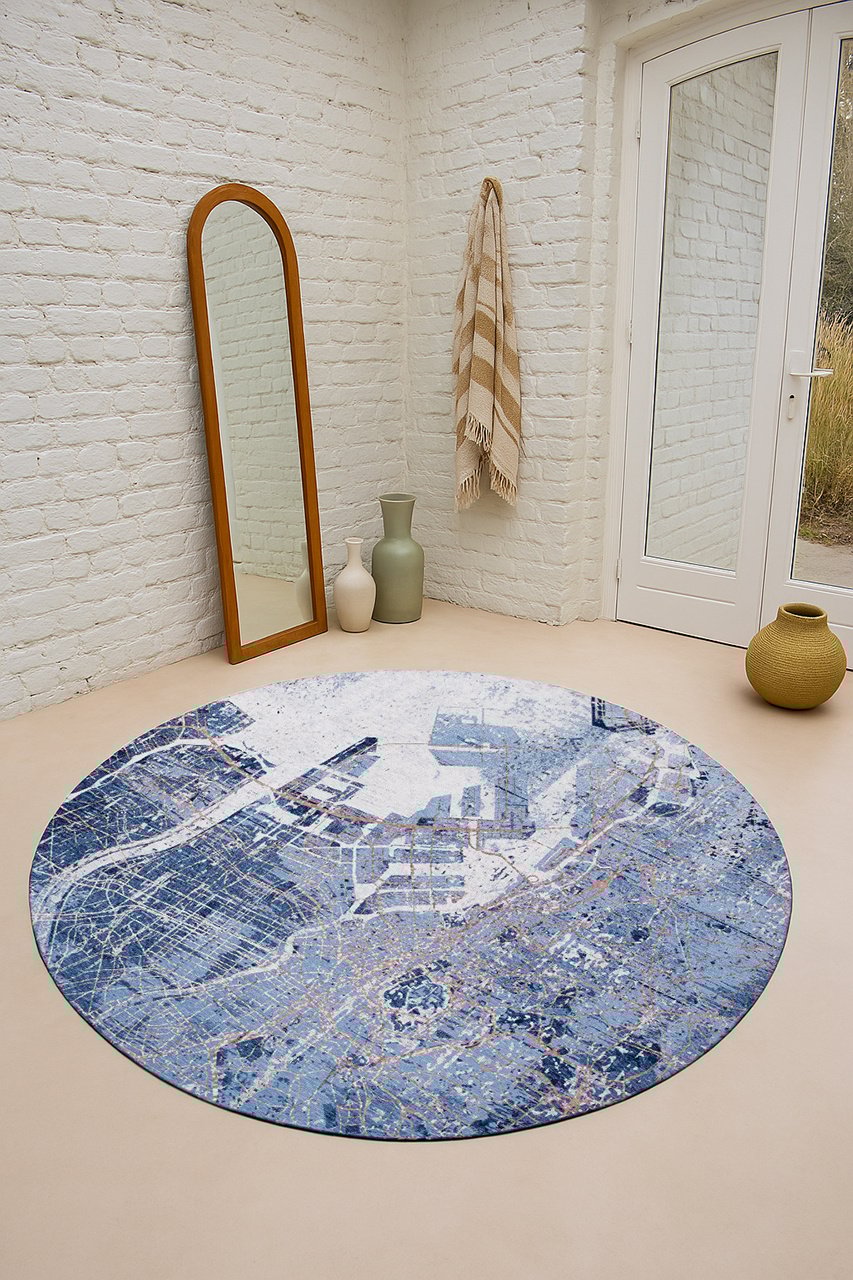 Conductive Blue 9314 Round Rug