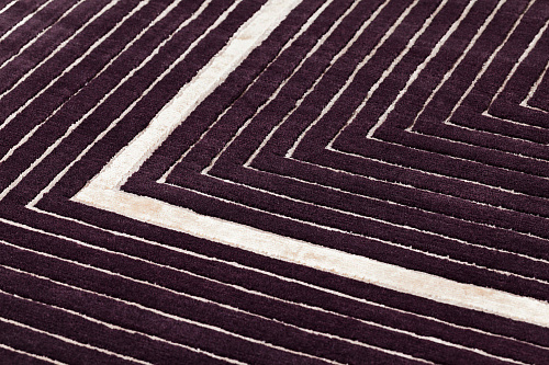 Hand Knotted Purple Frame Wool & Viscose Rug