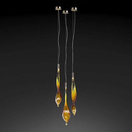 Venetian Glass Leaves 3-Light Pendant