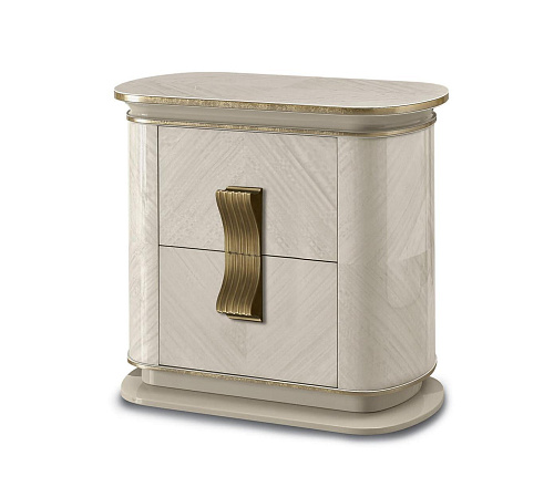 Dilan White and Gold Bedside Table