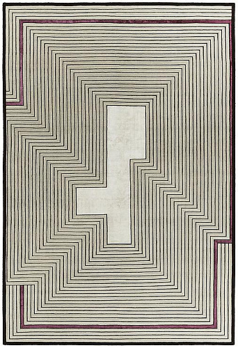 Hand Knotted Beige Frame Wool & Viscose Rug
