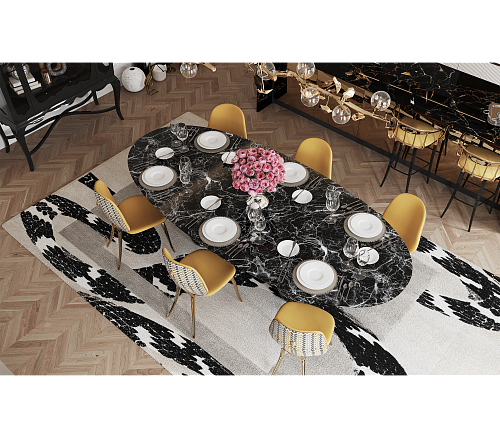 Obsidian Oval XL Nero Marquina Dining Table