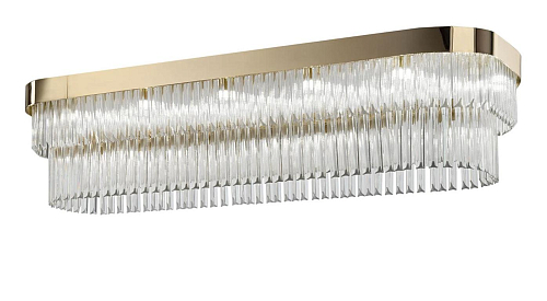 Soft Gold Chandelier with Transparent Trihedron Glass