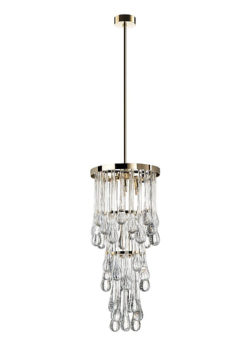 Modern Murano Droplet Chandelier in Soft Gold Finish