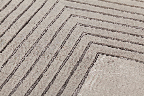 Hand Knotted Beige Frame Wool & Viscose Rug