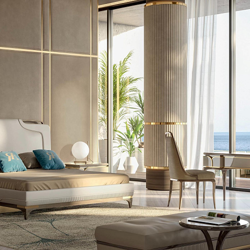 Luxury Beige Leather Bench
