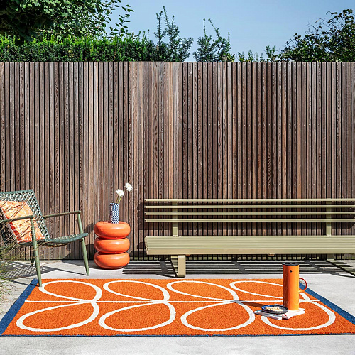 Linear Stem Orange Outdoor Rug