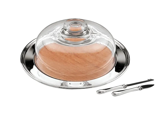 Silver Cheese Serving Tray with Lid