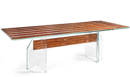 Parigi Dining Table in Wood and Glass