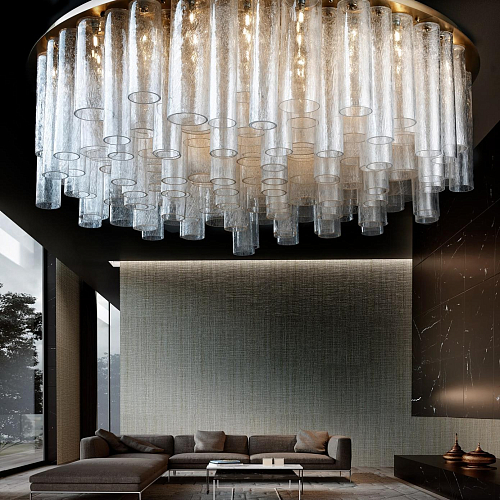 Gold Venetian Glass Cylinder Chandelier