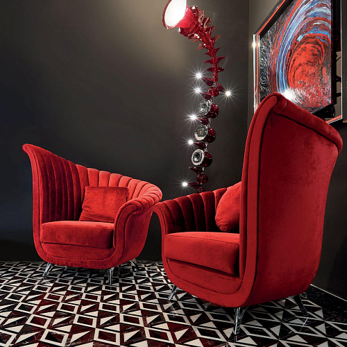 Red Velvet Lounge Armchair