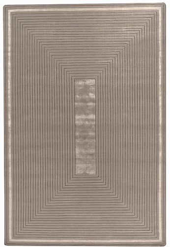 Hand Knotted Beige Frame Wool & Viscose Rug