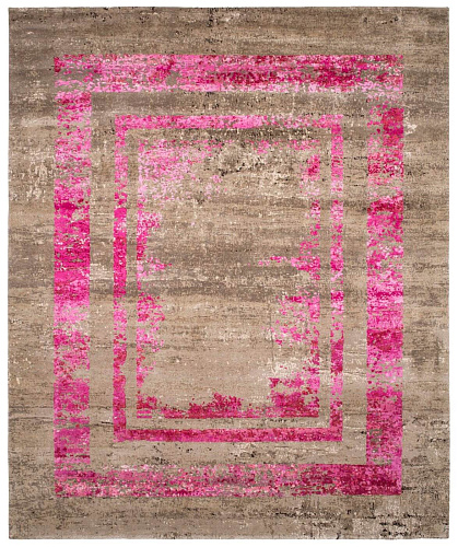 Artwork 27 Triple Border Pink Rug