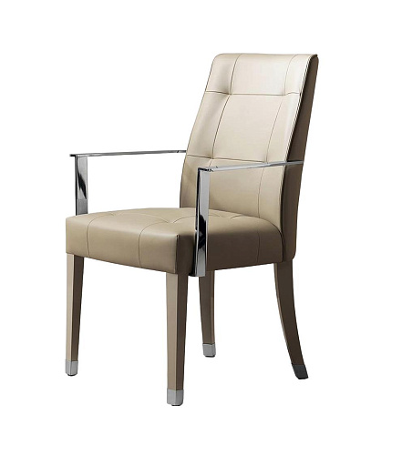 Leather Armchair with Metal Arms