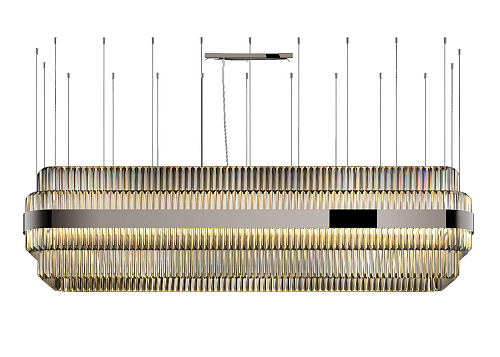 Polished Nickel Chandelier with Transparent Trihedron Glass