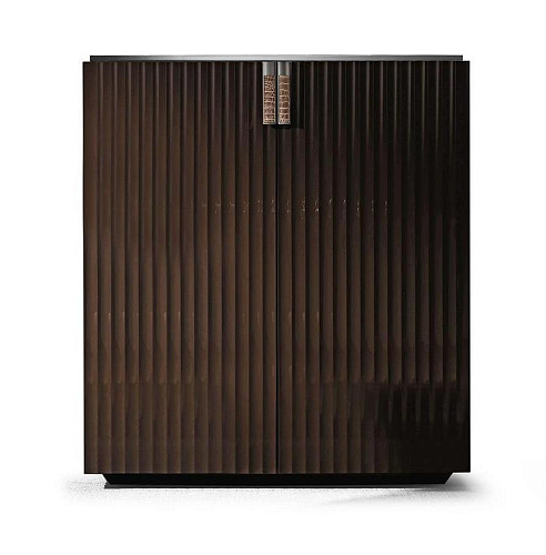 Leather & Chrome Two-Door Cabinet