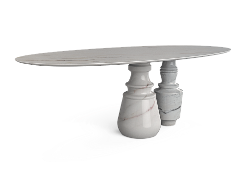 Obsidian Oval Estremoz Marble Dining Table