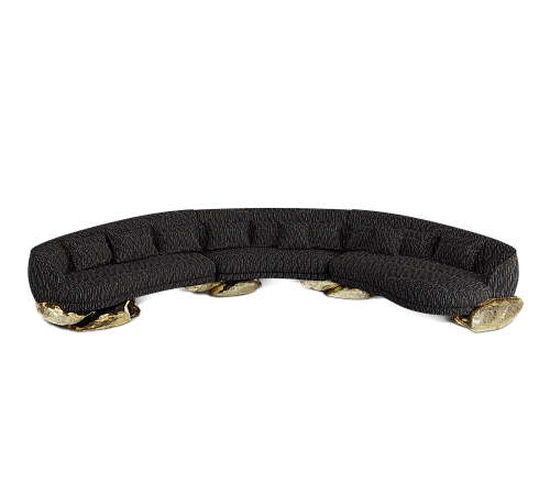 Angora Black Curved Sofa