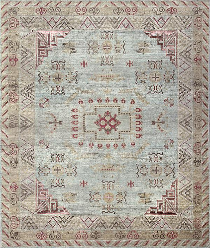 Khotan Hand-Knotted Wool Rug