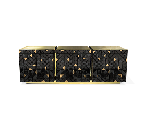 Mosaic Gold & Black Designer Sideboard