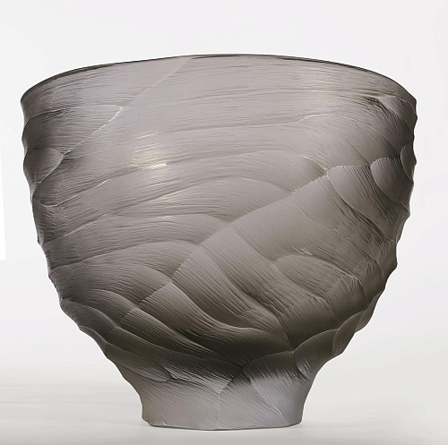 Large Gray Murano Glass Bowl Vase