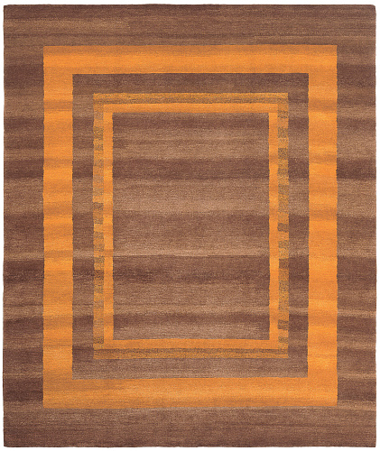 Gamba Triple Border Brown Orange Rug