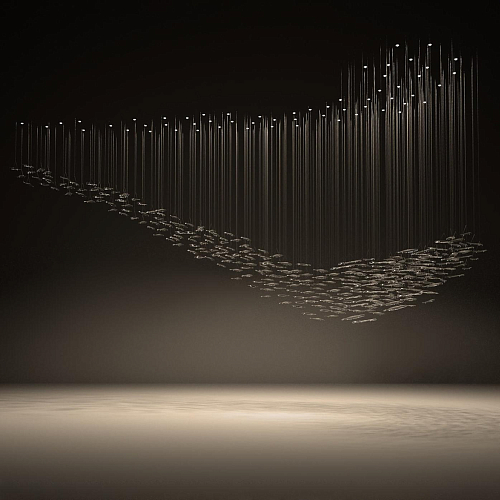 Modern Glass Leaf Waterfall Chandelier