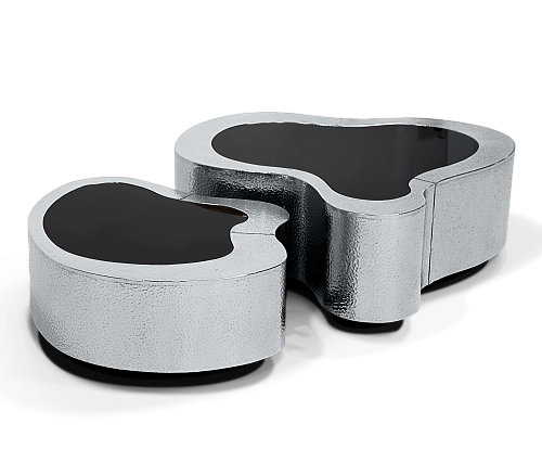 Crest Hammered Stainless Steel Coffee Table Set