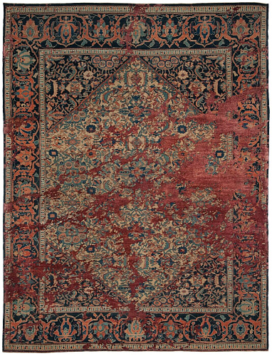 Serapi Queensbury Sky Yellow Brownred Silk Rug