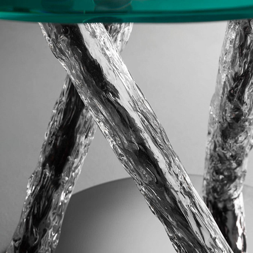 Round Glass Dining Table with Sculptural Base